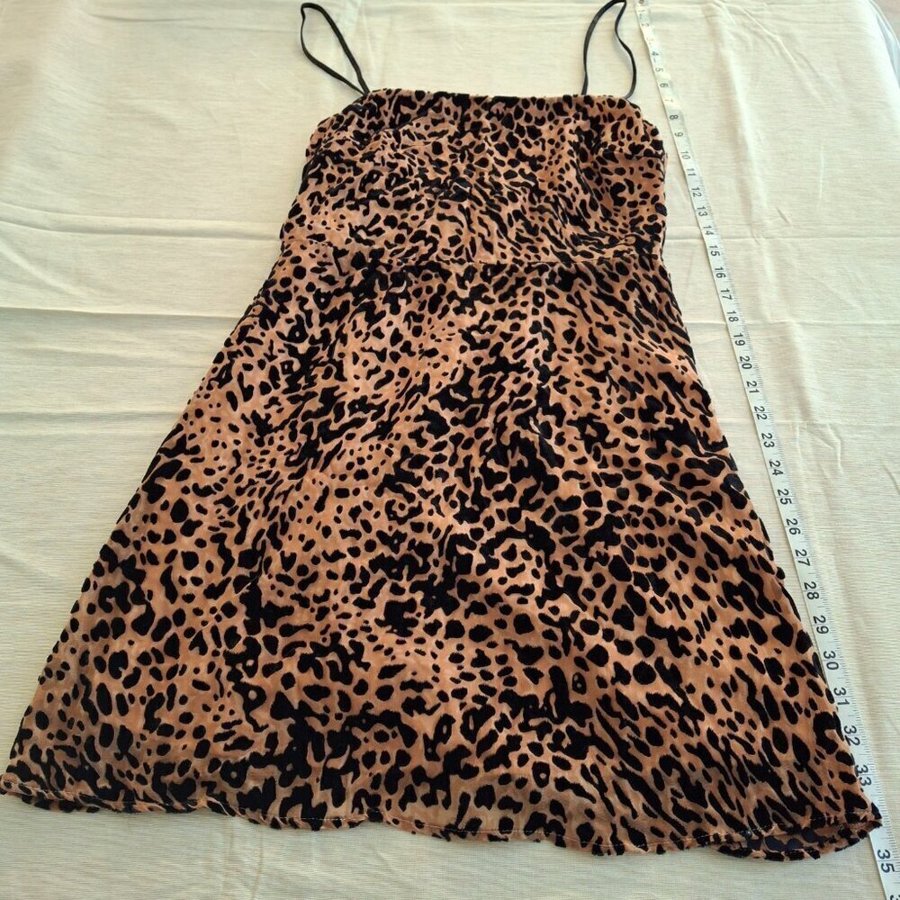 Lush Leopard Dress Sz L Crushed Velvet Animal Print Neutral - Picture 10 of 16